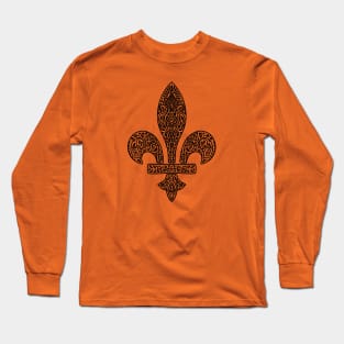 Fleur de lis paisley BLACK Long Sleeve T-Shirt